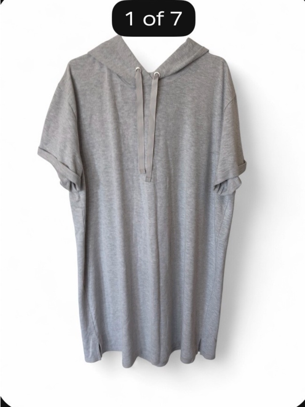 Casual Hooded Short-Sleeve Dress - Gray